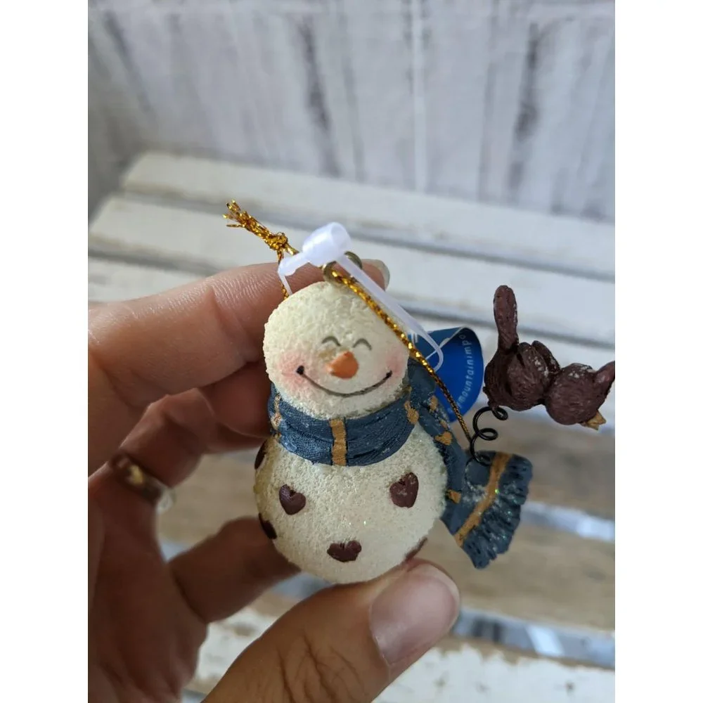 Crazy mountain‎ snowman hearts Cardinal mini orname